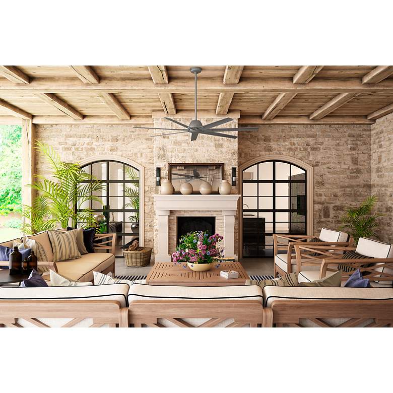 Image 7 72" Hunter Downtown Matte Silver Outdoor Ceiling Fan with Wall Control more views