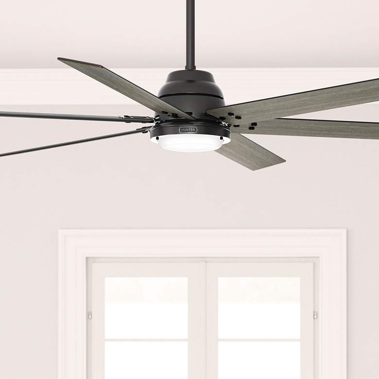 Image 1 72" Hunter Gravity Matte Black LED Smart Ceiling Fan