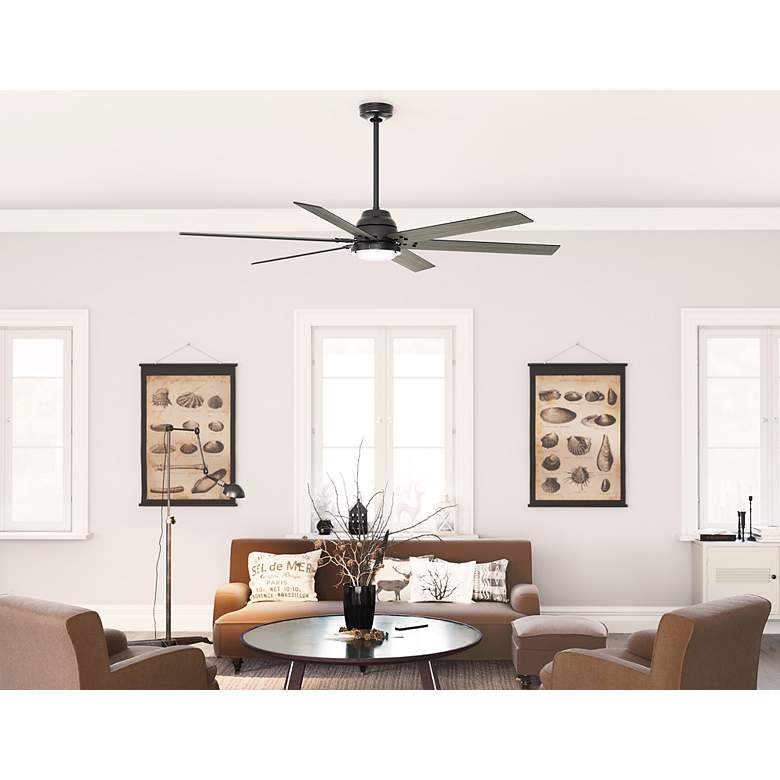 Image 5 72" Hunter Gravity Matte Black LED Smart Ceiling Fan more views