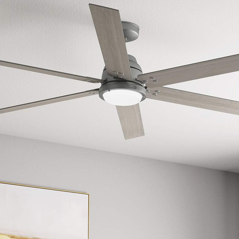 Image 1 72" Hunter Gravity Matte Silver LED Smart Ceiling Fan