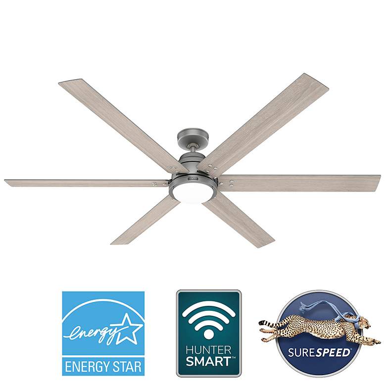 Image 7 72" Hunter Gravity Matte Silver LED Smart Ceiling Fan more views