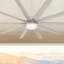 72" Hunter Overton Matte Nickel Damp LED Large Fan with Wall Control in scene