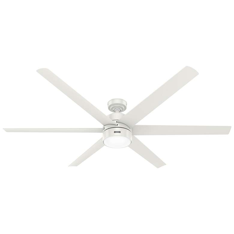 Image 1 72 inch Hunter Solaria LED Damp 6-Blade White Ceiling Fan with Remote