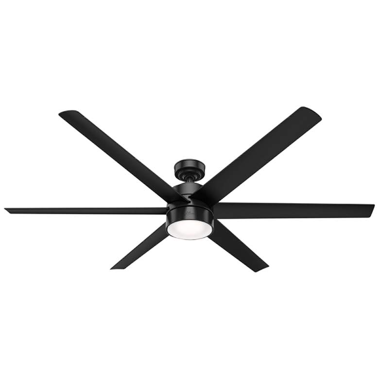 Image 2 72" Hunter Solaria Matte Black Damp Rated Large Fan with Wall Control
