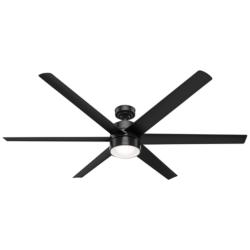 72&quot; Hunter Solaria Matte Black Damp Rated Large Fan with Wall Control