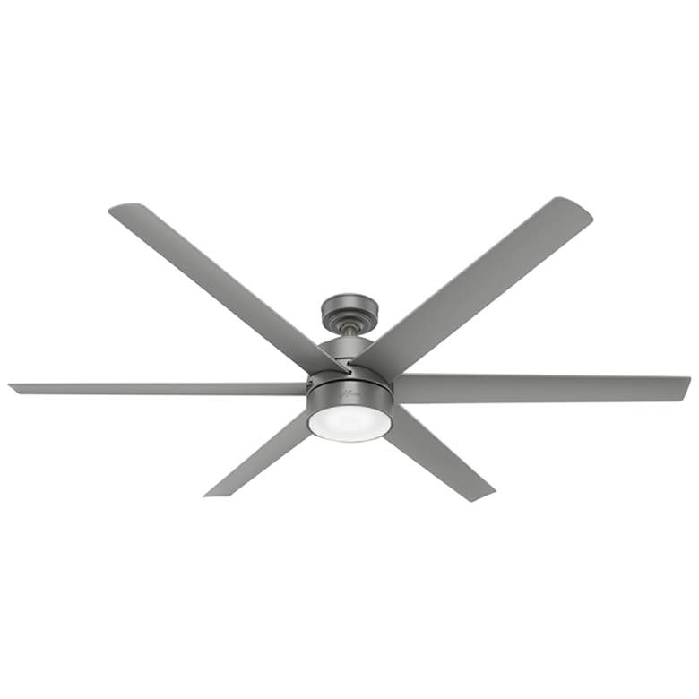 Image 2 72" Hunter Solaria Silver Outdoor Rated Ceiling Fan with Wall Control