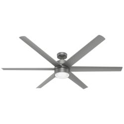 72&quot; Hunter Solaria Silver Outdoor Rated Ceiling Fan with Wall Control