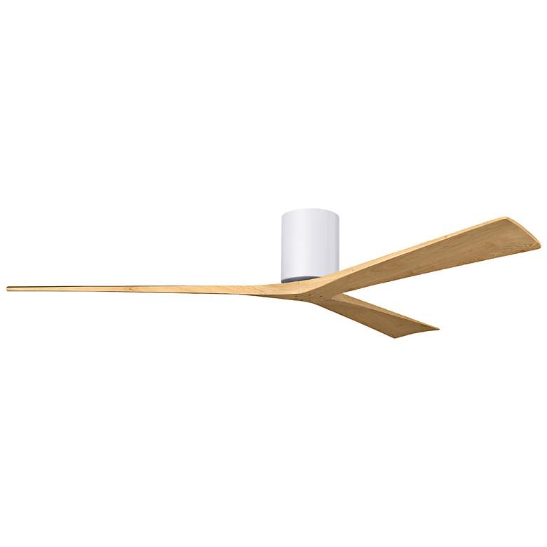 Image 2 72" Irene-3H Gloss White Ceiling Fan with Light Maple Blades