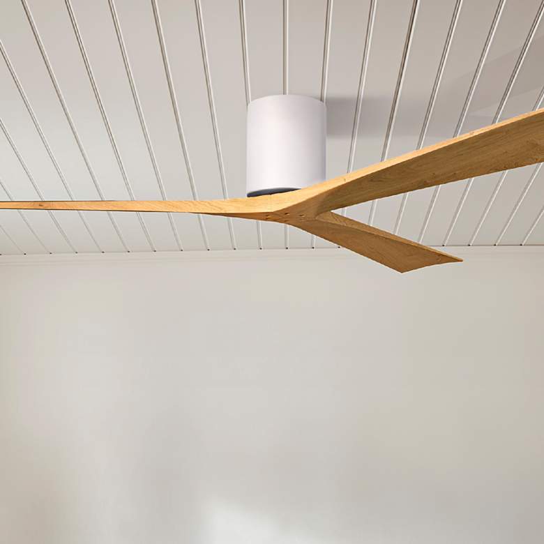 Image 1 72" Irene-3H Gloss White Ceiling Fan with Light Maple Blades