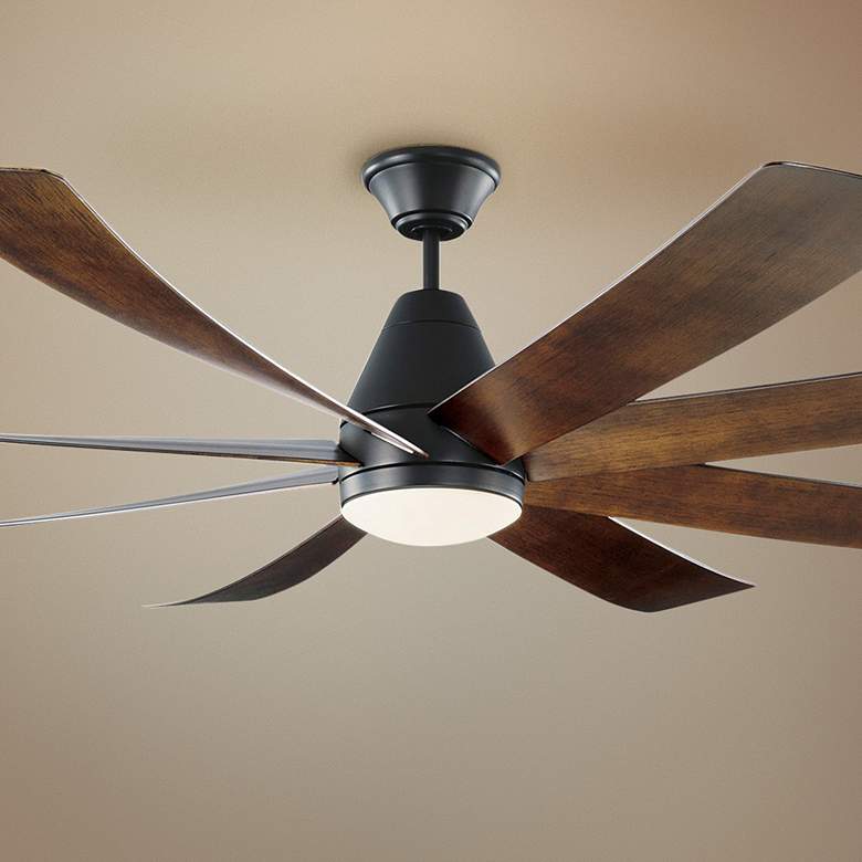 Image 1 72 inch Kingston Matte Black LED Damp Ceiling Fan with Remote