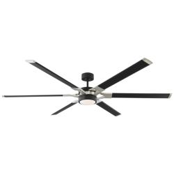 72&quot; Loft Black and Steel LED Damp Rated Fan with Remote