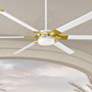 72" Loft Matte White Brass LED Damp Fan with Remote