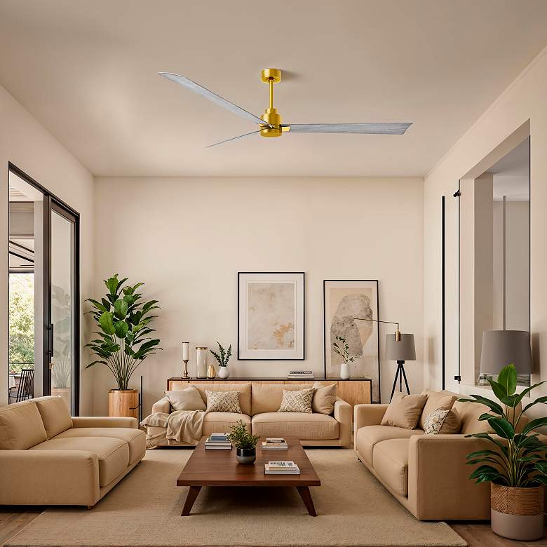 Image 3 72" Matthess Alessandra Brass Barnwood Large Ceiling Fan with Remote more views