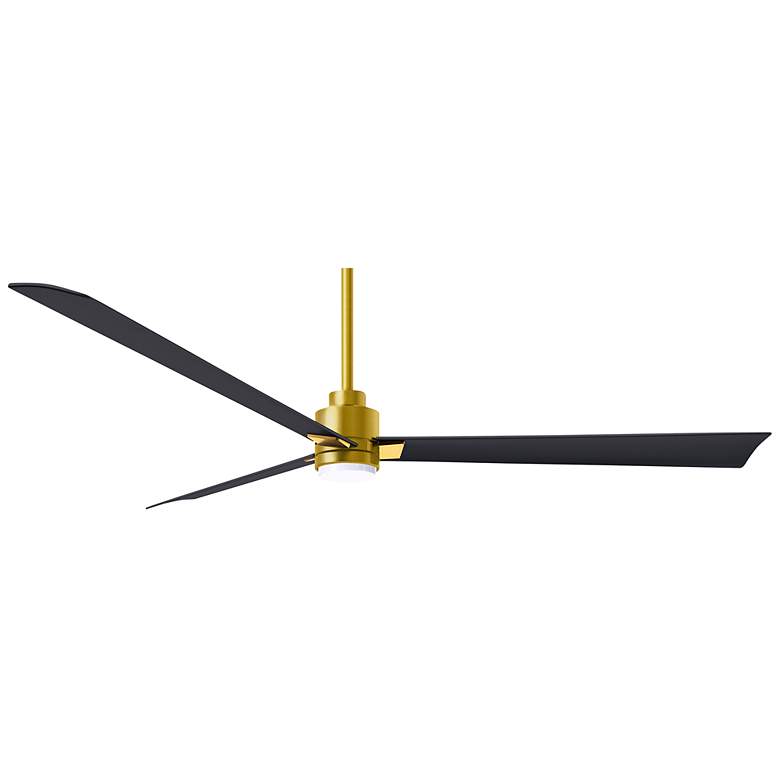 Image 1 72" Matthews Alessandra Damp LED Black Brass Ceiling Fan with Remote