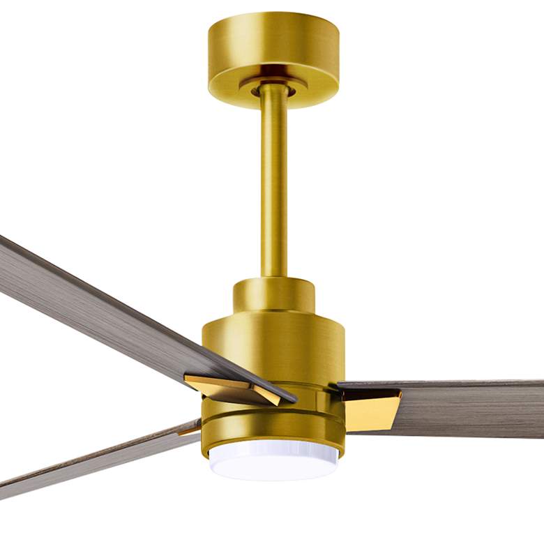 Image 2 72" Matthews Alessandra Damp LED Brass Gray Ceiling Fan with Remote more views