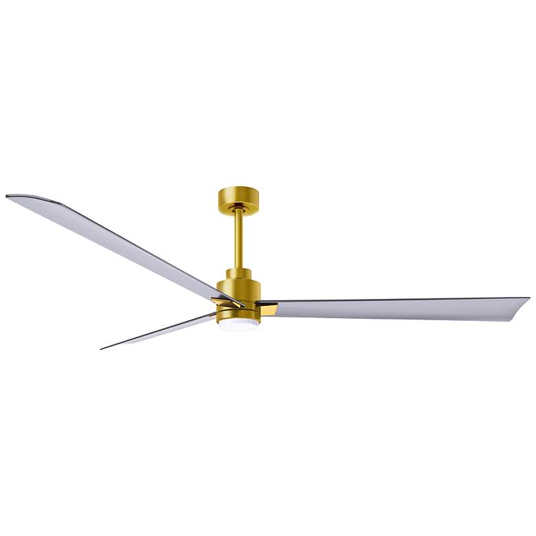Image 1 72" Matthews Alessandra Damp LED Nickel Brass Ceiling Fan with Remote