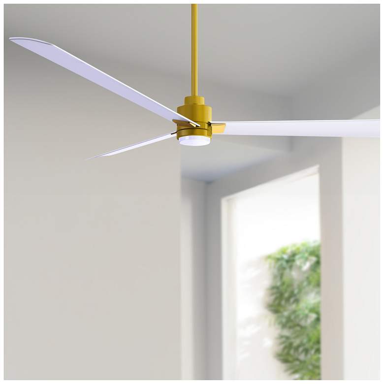 Image 1 72" Matthews Alessandra Damp LED White Brass Ceiling Fan with Remote