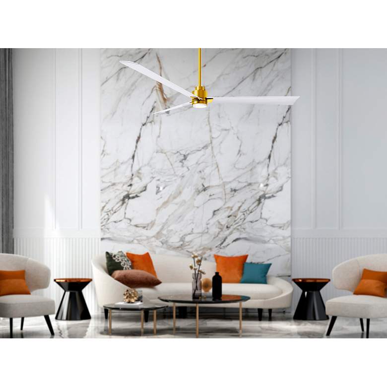 Image 6 72" Matthews Alessandra Damp LED White Brass Ceiling Fan with Remote more views