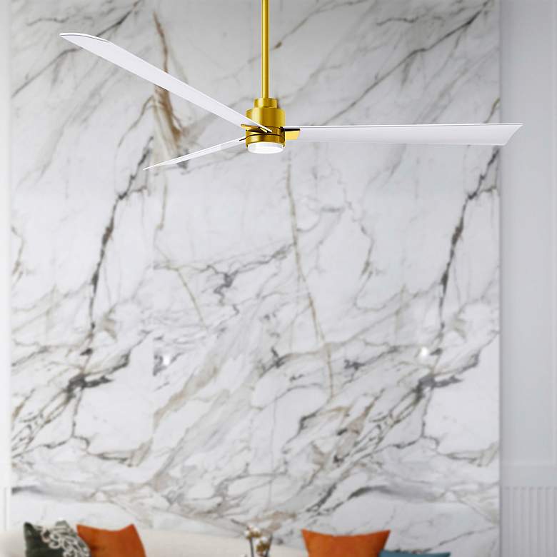 Image 7 72" Matthews Alessandra Damp LED White Brass Ceiling Fan with Remote more views