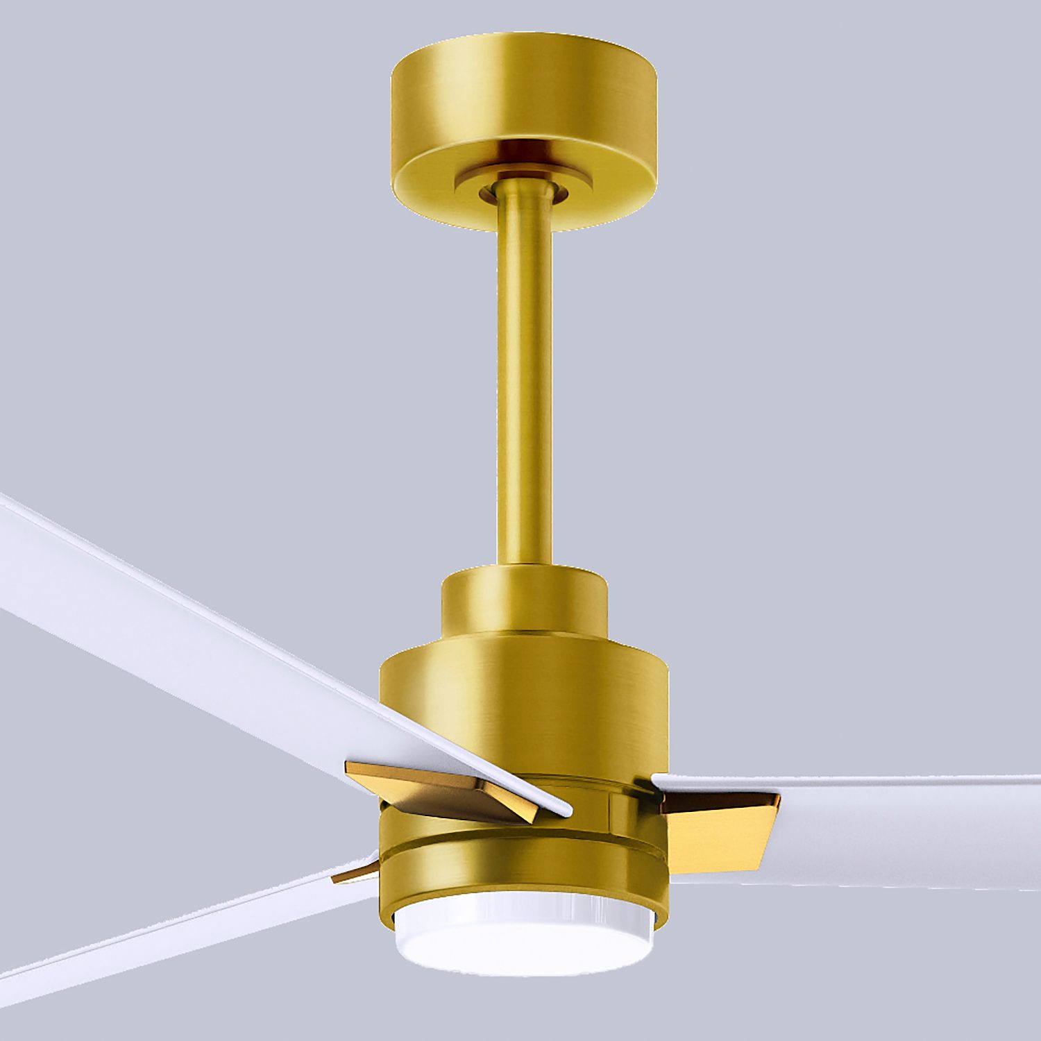 72" Matthews Alessandra Damp LED White Brass Ceiling Fan with Remote