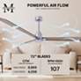 72" Matthews Alessandra Nickel and Gray Ash Ceiling Fan with Remote