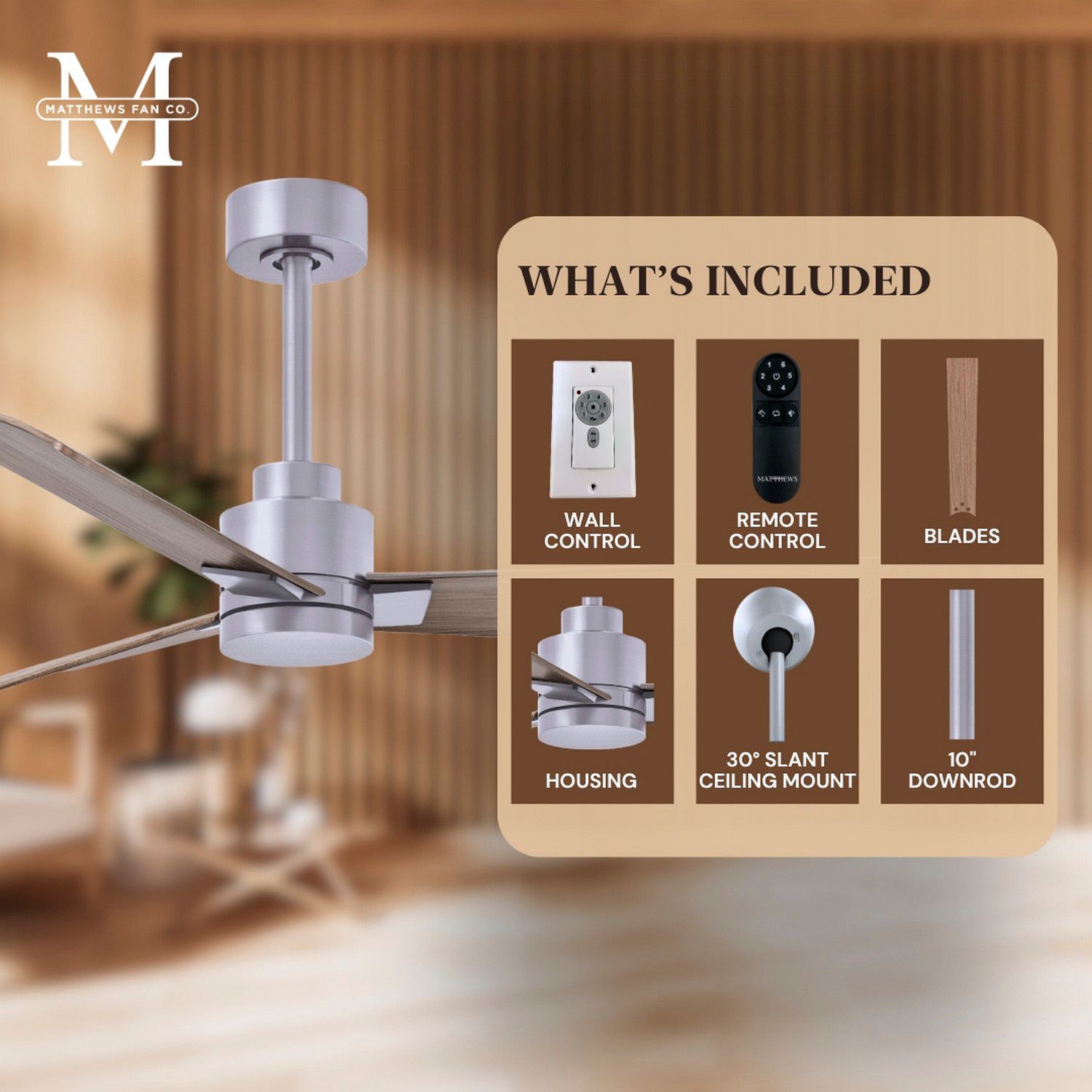 72" Matthews Alessandra Nickel and Gray Ash Ceiling Fan with Remote