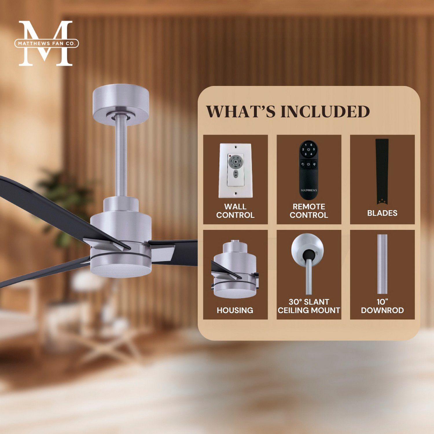 72" Matthews Alessandra Nickel and Matte Black Ceiling Fan with Remote