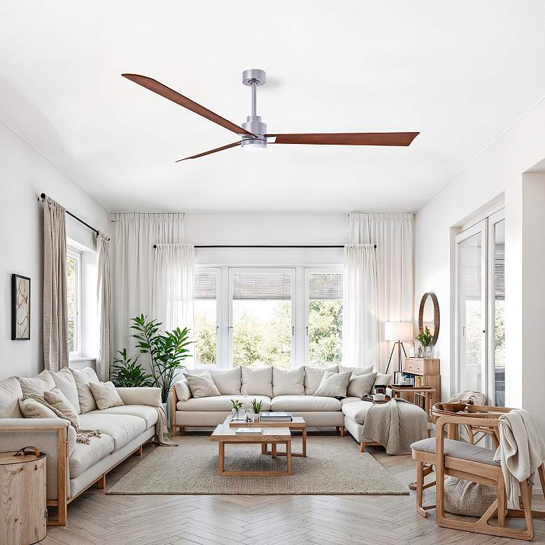 Image 5 72" Matthews Alessandra Nickel Walnut LED Ceiling Fan with Remote more views
