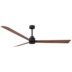 72" Matthews Alessandra Wet Matte Black Walnut Ceiling Fan with Remote