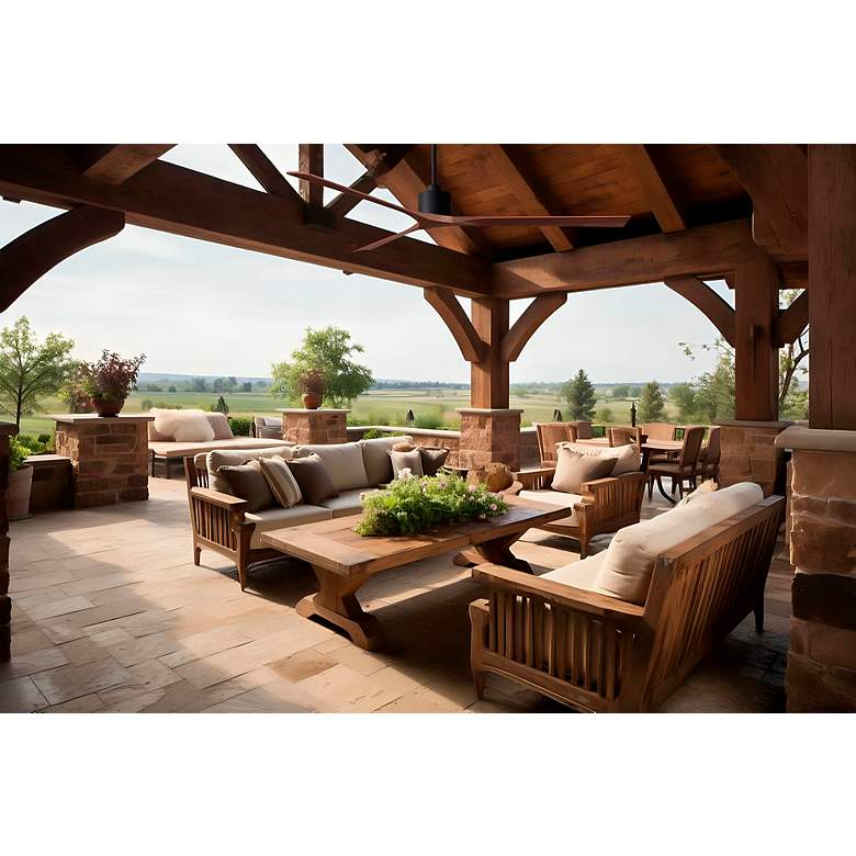 Image 3 72" Matthews Nan XL Black and Walnut Large Outdoor Ceiling Fan more views