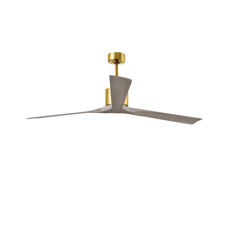 Image 2 72" Matthews Nan XL Brass and Gray Ash Outdoor Large Ceiling Fan more views