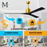 72" Matthews Nan XL Brass Black Outdoor Large Ceiling Fan with Remote