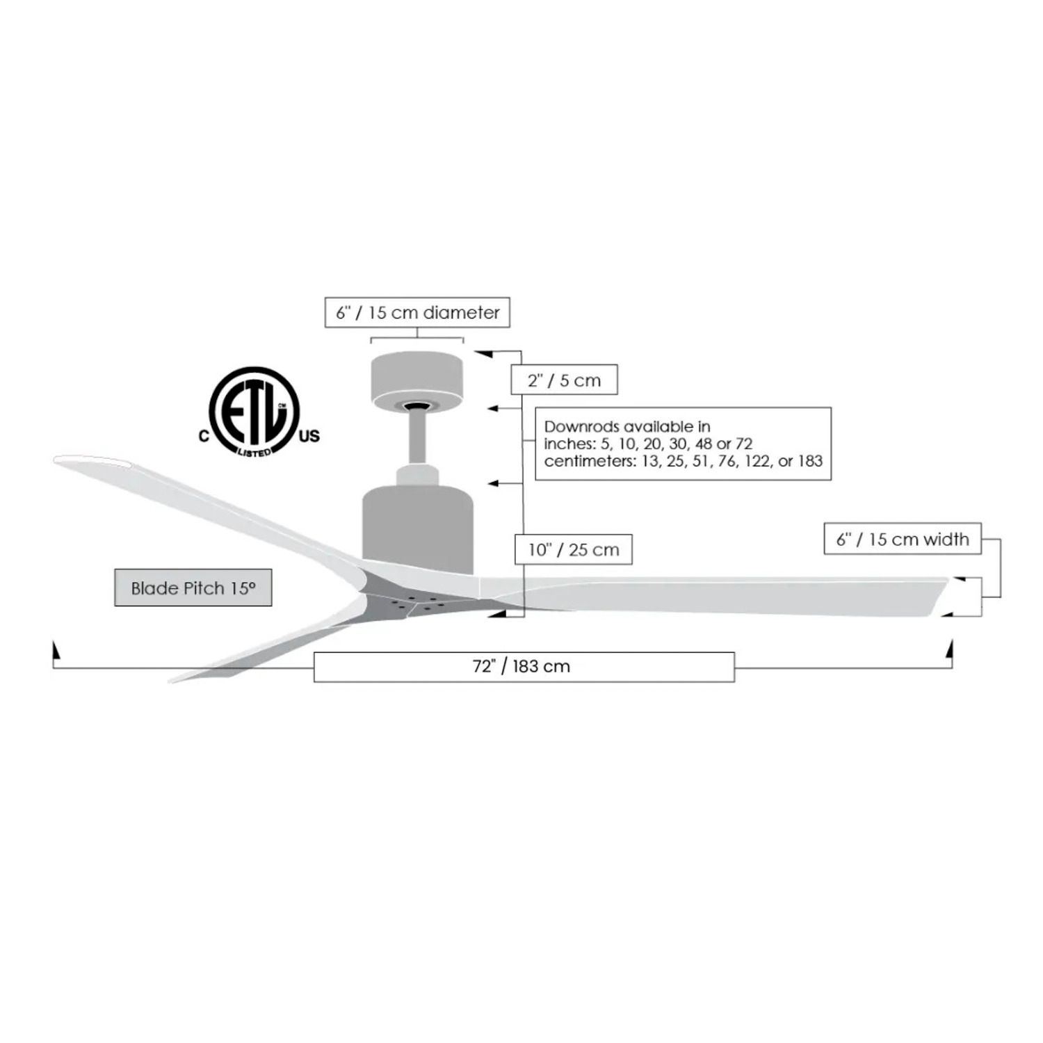 Image 7 72" Matthews Nan XL Gray Ash and Black Large Outdoor Fan with Remote more views