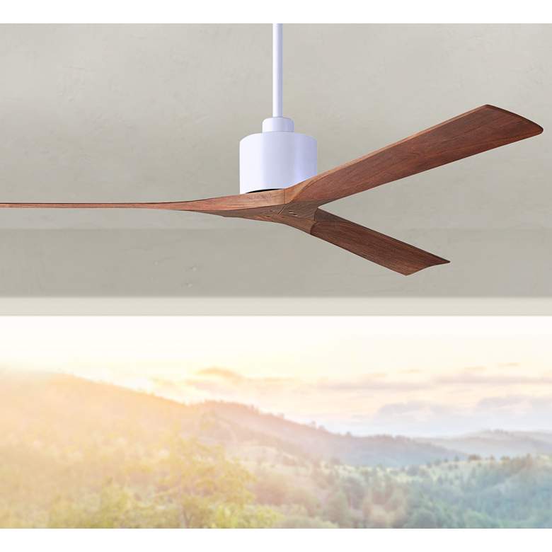 Image 1 72 inch Matthews Nan XL White and Walnut Large Outdoor Ceiling Fan