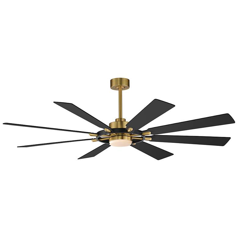 Image 1 72" Maxim Helm Black/Natural Aged Brass Indoor Fan w LED Light Kit