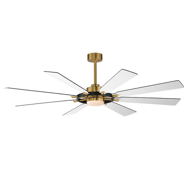 Image 2 72" Maxim Helm Black/Natural Aged Brass Indoor Fan w LED Light Kit more views