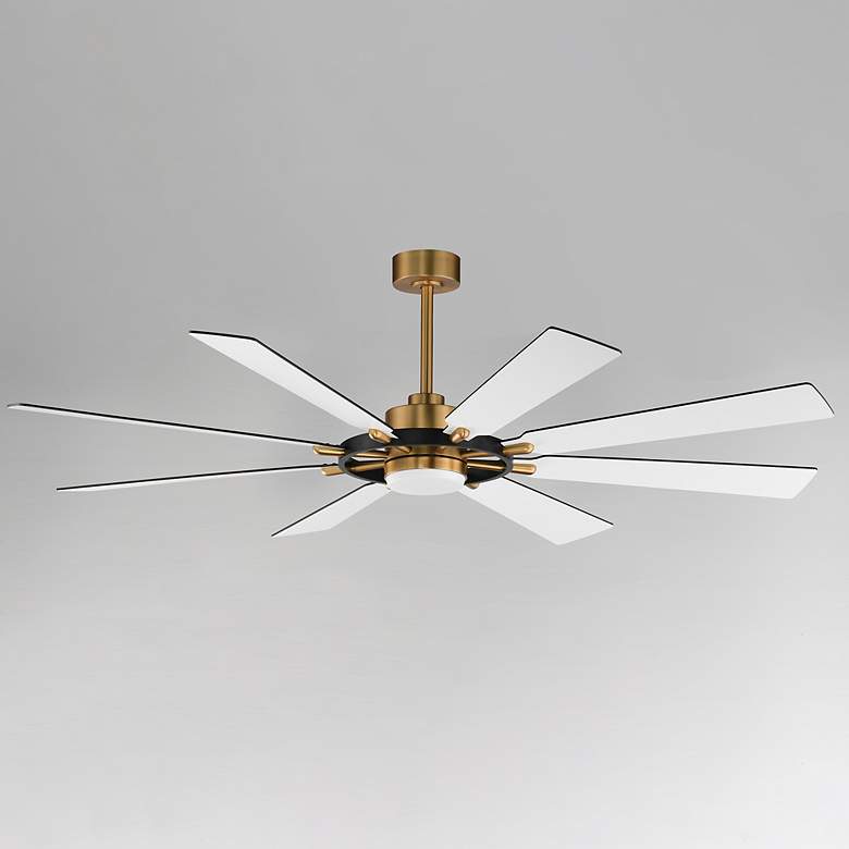 Image 3 72" Maxim Helm Black/Natural Aged Brass Indoor Fan w LED Light Kit more views