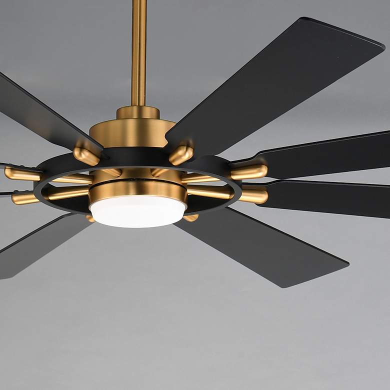 Image 4 72" Maxim Helm Black/Natural Aged Brass Indoor Fan w LED Light Kit more views