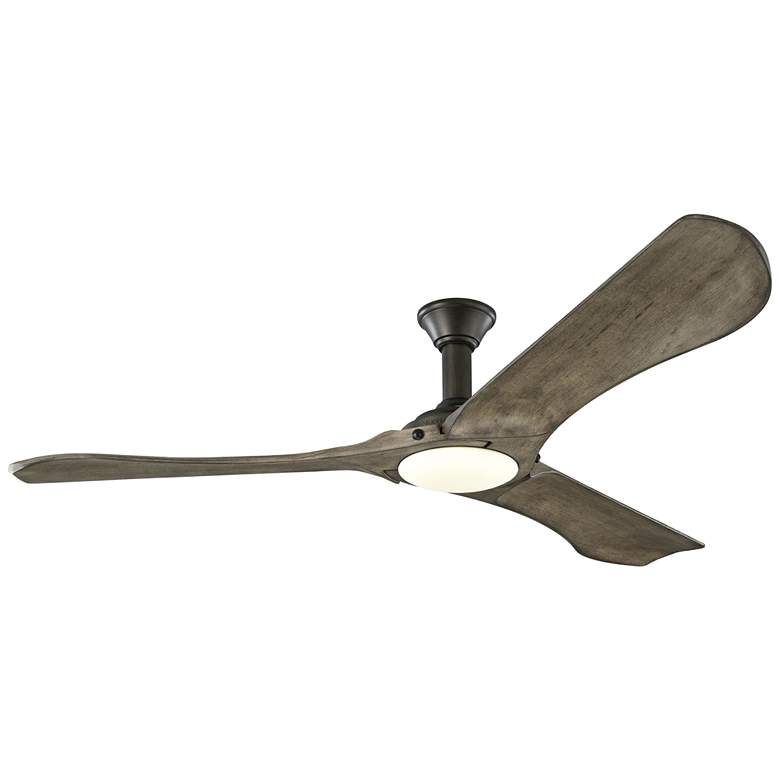 Image 1 72" Minimalist Max Pewter Oak LED Damp Fan with Remote