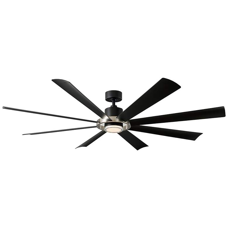 Image 1 72 inch Modern Forms Aura Matte Black 2700K LED Smart Wet Ceiling Fan