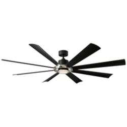 72&quot; Modern Forms Aura Matte Black 2700K LED Smart Wet Ceiling Fan