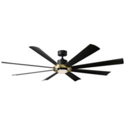 72&quot; Modern Forms Aura Matte Black 2700k LED Smart Wet Ceiling Fan