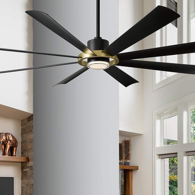 Image 1 72 inch Modern Forms Aura Matte Black 2700k LED Smart Wet Ceiling Fan