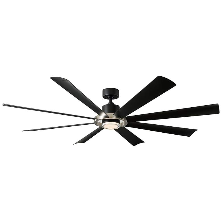 Image 1 72" Modern Forms Aura Matte Black 3000K LED Smart Wet Ceiling Fan