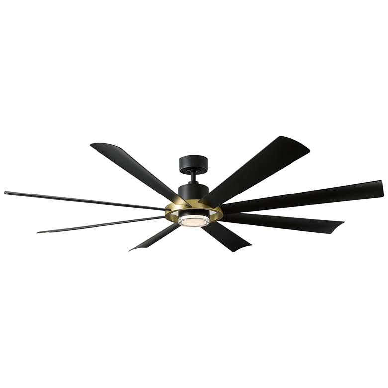 Image 3 72 inch Modern Forms Aura Matte Black 3000K LED Smart Wet Ceiling Fan