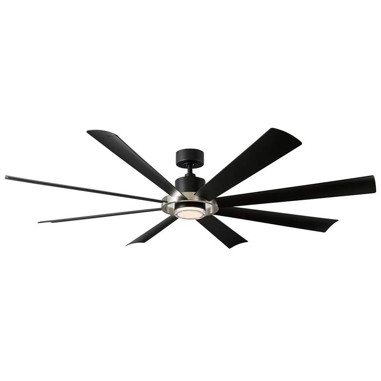 Image 1 72" Modern Forms Aura Matte Black 3500k LED Smart Wet Ceiling Fan