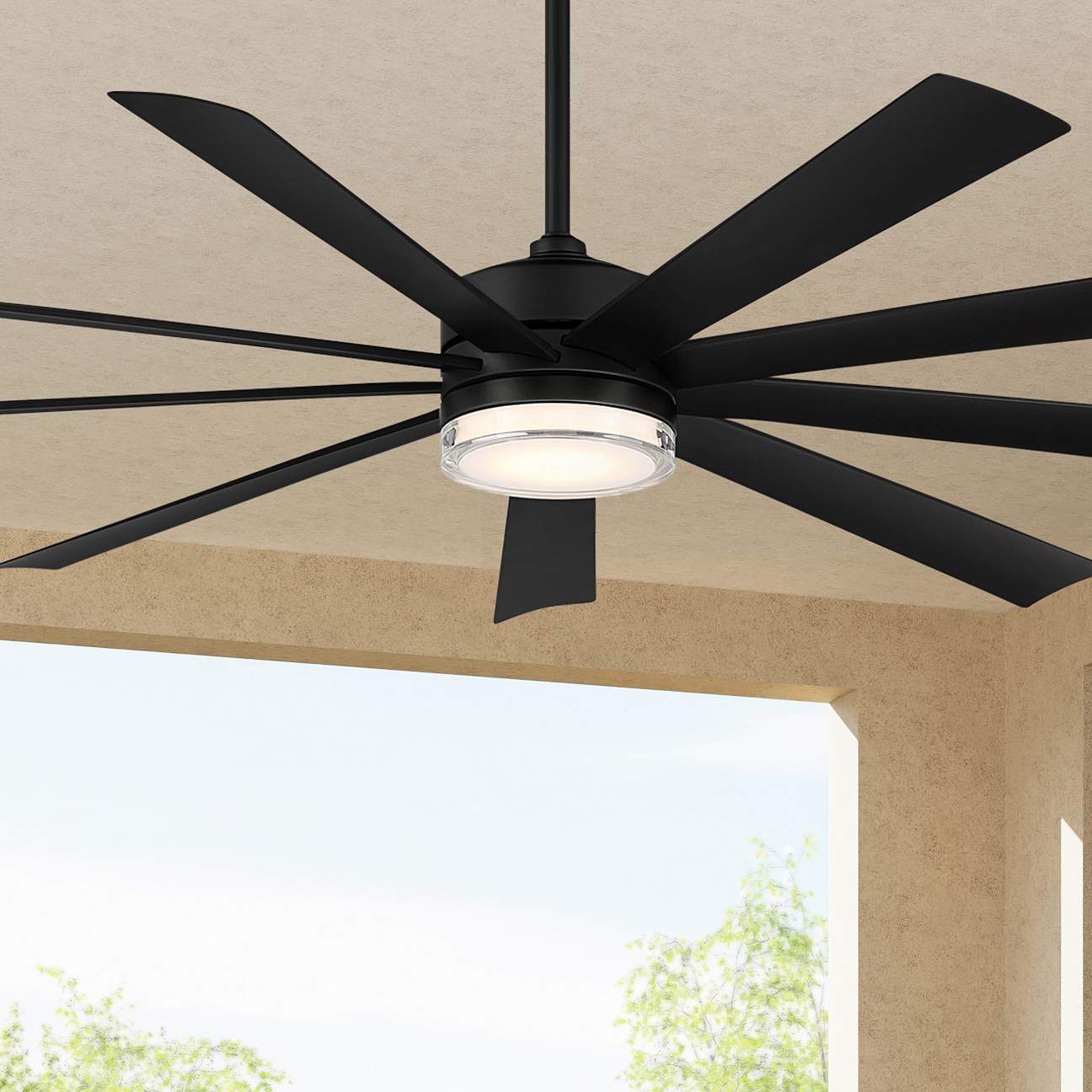 72" Modern Forms Wynd XL Black Wet Location LED Smart Ceiling Fan