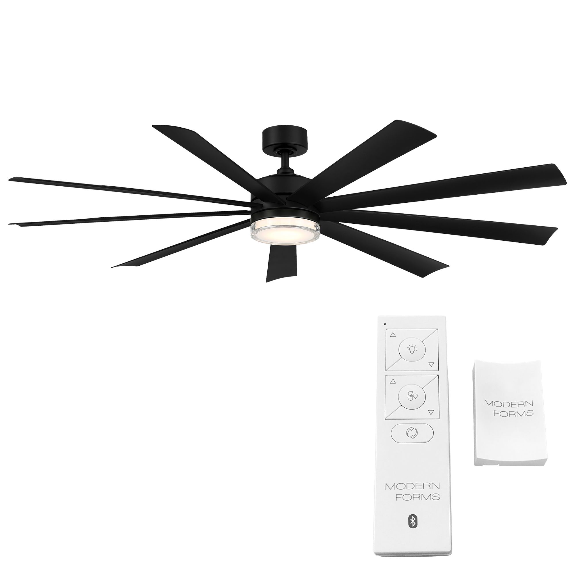 72" Modern Forms Wynd XL Black Wet Location LED Smart Ceiling Fan