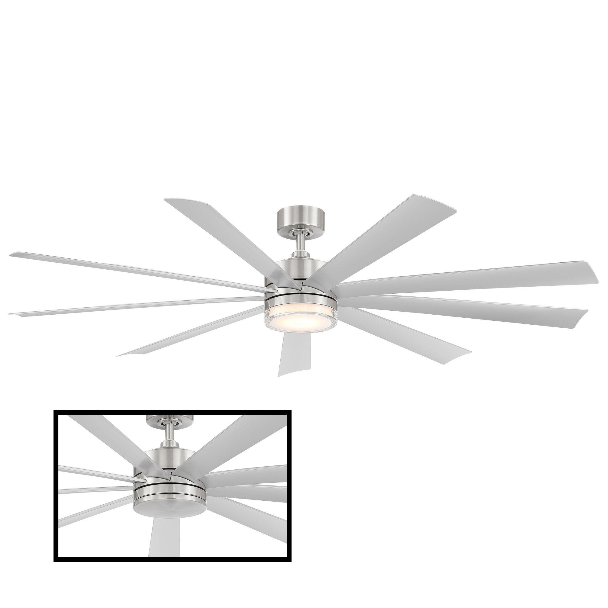 Image 4 72" Modern Forms Wynd XL Stainless Steel LED Smart In/Out Ceiling Fan more views
