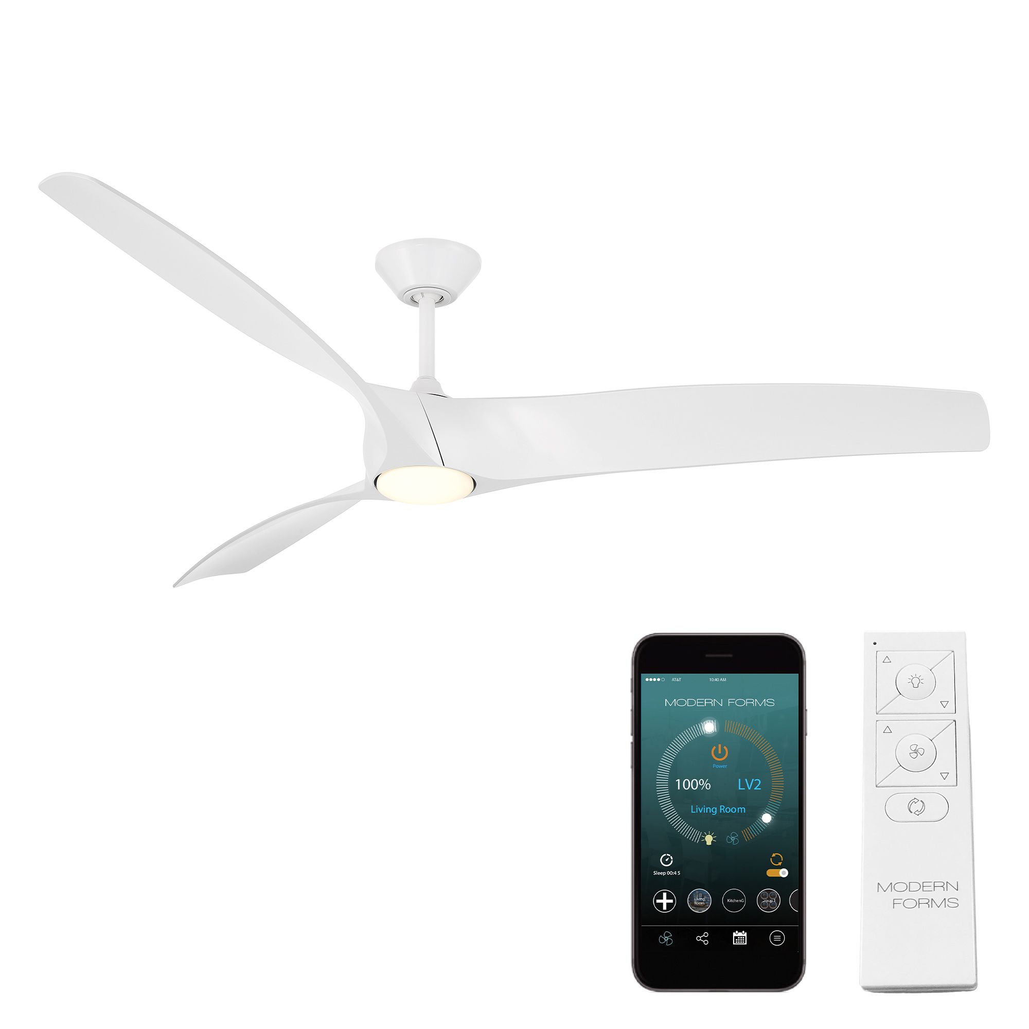 Image 7 72" Modern Forms Zephyr Matte White LED Smart Ceiling Fan more views